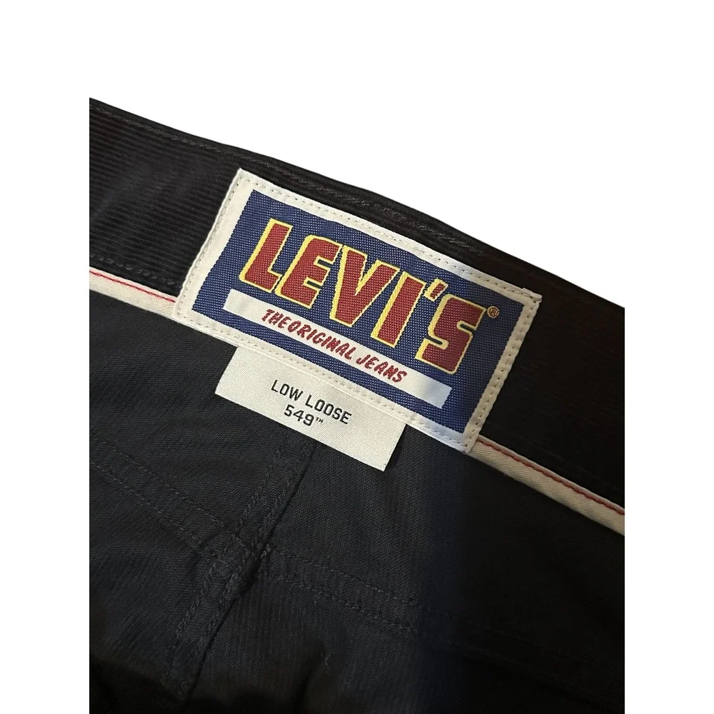 Levis 549 Low Loose Black Corduroy Pants Mens 37x31 Relaxed Skater Vintage